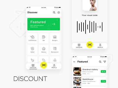 Discount app app clean flat form ios list map mobile place ui ux