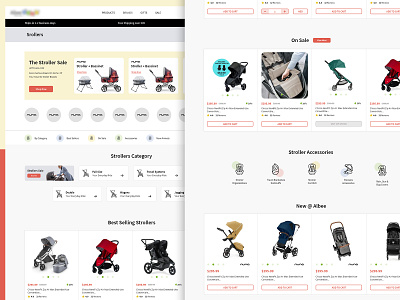 Kid's Strollers Category Design branding clean design design home page icons ui website