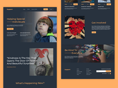 Donation and Charity Landing Page app charity community dark mode dark theme donation graphic design platform ui user experience user inerface ux web design
