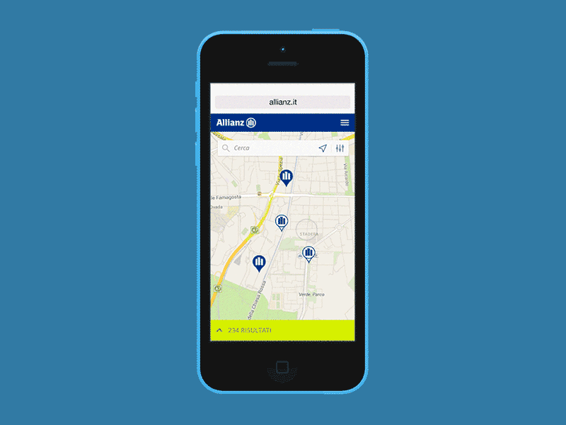 Allianz Geolocator insurance app localization mobile product design prototype ui ux