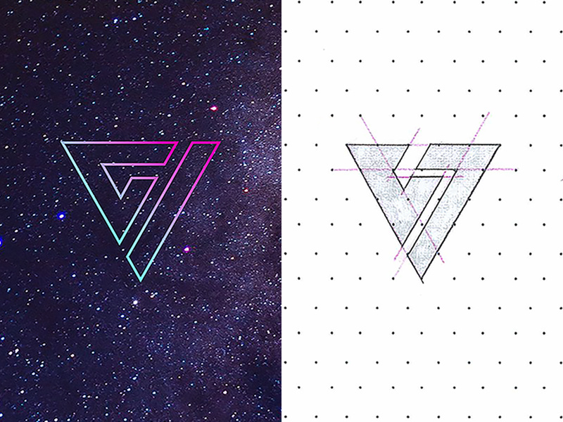 GV Monogram sketch identity logo construction illustrator monogram vector symbol mark brand