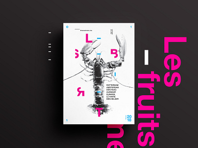 Les Fruits de la Mer animal art blackwhite design digital digital 2d illustration lettering poster print typography vector