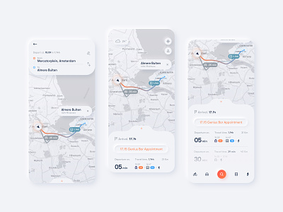 Trip Planner App app design interaction journey map map minimal neumorphic neumorphism softui trip planner ui ui design ux