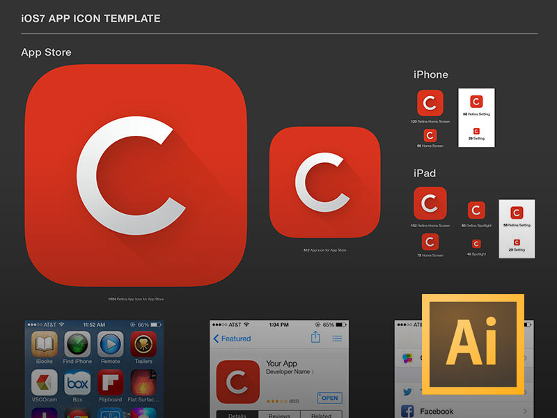 Download Ios7 App Icon Template Ai By Carol Lee On Dribbble PSD Mockup Templates