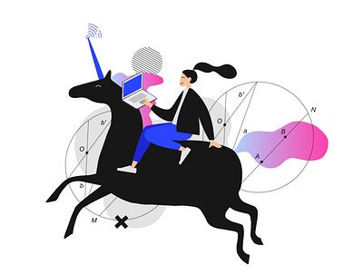 Unicorn Wifi character connect design digital girl illustration interface ui unicorn usability ux vector wifi