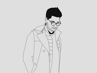 Portrait black and white character design draw fashion gentleman glasses graphic illustration sketch ux vector