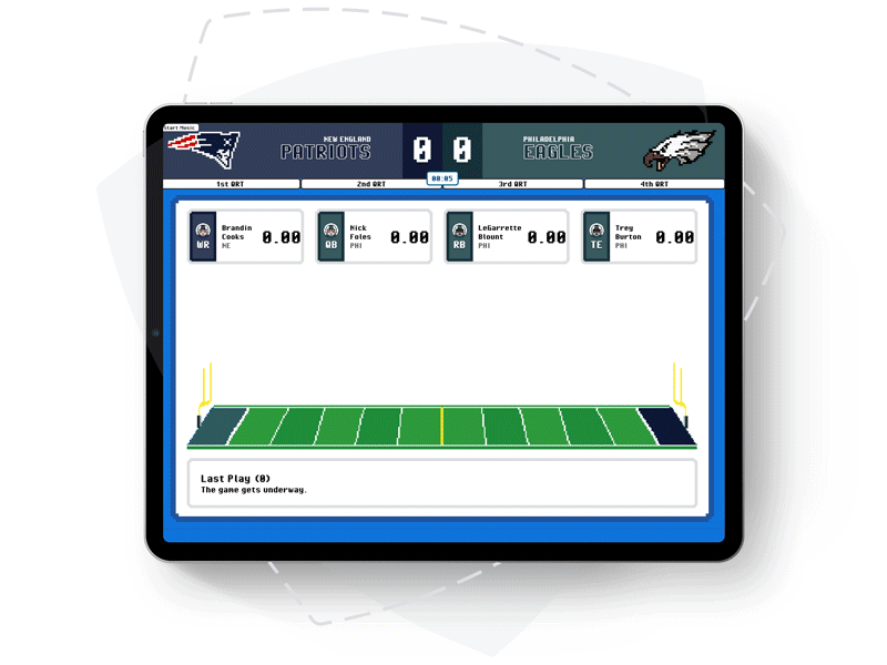 FanDuel lite - pixel game animation educational fantasy football fantasy sports gamification goal interaction interface ipad mini game pixel art product design sports tablet touchdown ui ui design user experience design ux design