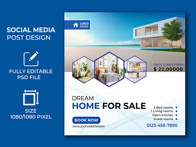 Dream home for sale social media post design