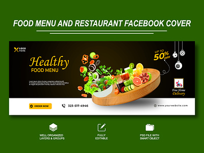 Food menu & restaurant social media cover page design