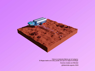 There was a really long queue for the oxygen 3d 3d art astronaut blender blender3d death desert design illustration isometric design isometric view mars marsrover oxygen rover science fiction space