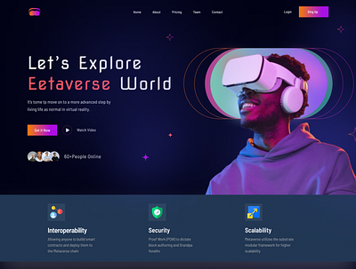 Virtual Reality Services Website ar augmented reality branding design future meta modern technology ui ux virtual reality vr web website design