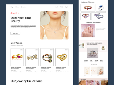 Jewelry landing page branding heme page landing page ui web website website design