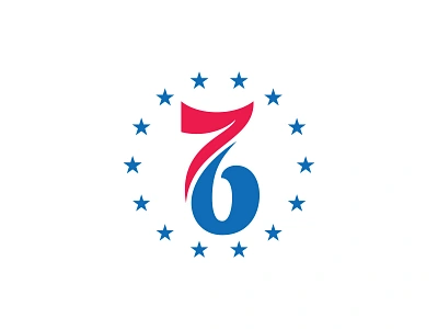 Philadelphia 76ers, Alt 76 76ers allen iverson badge basketball circle custom logo nba numbers phila philadelphia philly rebrand roundel script sixers stars type typography