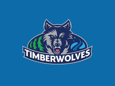 Minnesota Timberwolves animal basketball evergreen fierce forest logo mascot minnesota nba northern lights rebrand roar sports stars timberwolves trees wolf wolves