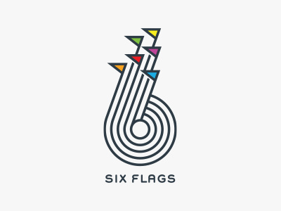 Six Flags 6 6flags amusement park flag great adventure logo looney toones rebrand ride roller coaster six flags