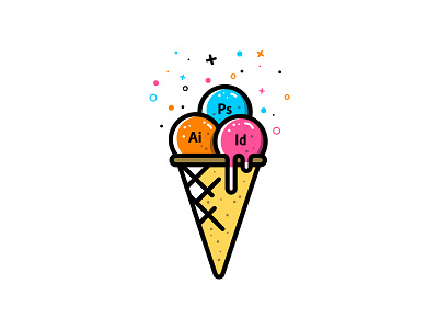 Adobe Ice Cream adobe ai behance colorful cone dessert drawing frozen ice cream illustration illustrator indd indesign photoshop psd scoops sweet treats wafer waffle