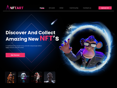 NFT Market Web Design-UI 3d app design graphic design illustration logo mobile ui ux web