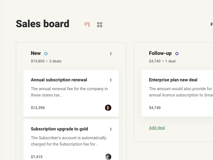Kanban approach for funnel support by Denys M. for bn digital on Dribbble
