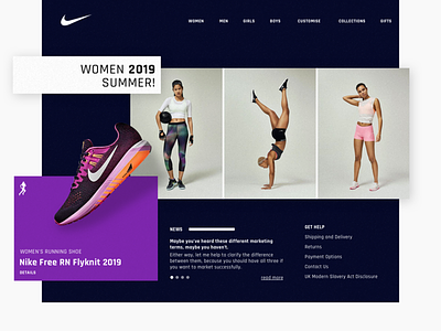 Nike women homepage ui web web design website design