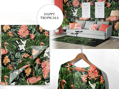 Happy Tropicals Pattern Design design flamingo pattern design patterns tropical tropical pattern tropical pattern design