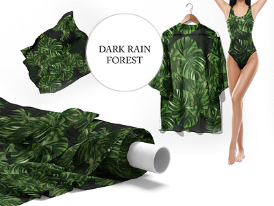 Dark Rain Forest Tropical Pattern