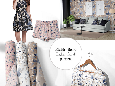 Bluish-beige indian pattern design