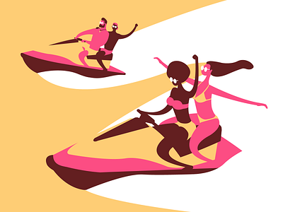 Today Is A Good Day abstract character character design friends illustration jetski minimal sea shapes summer vector water