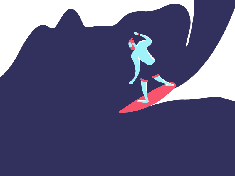 Surfing with a Giant Shark by david loblaw on Dribbble