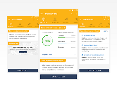 e-Learning dashboard screens