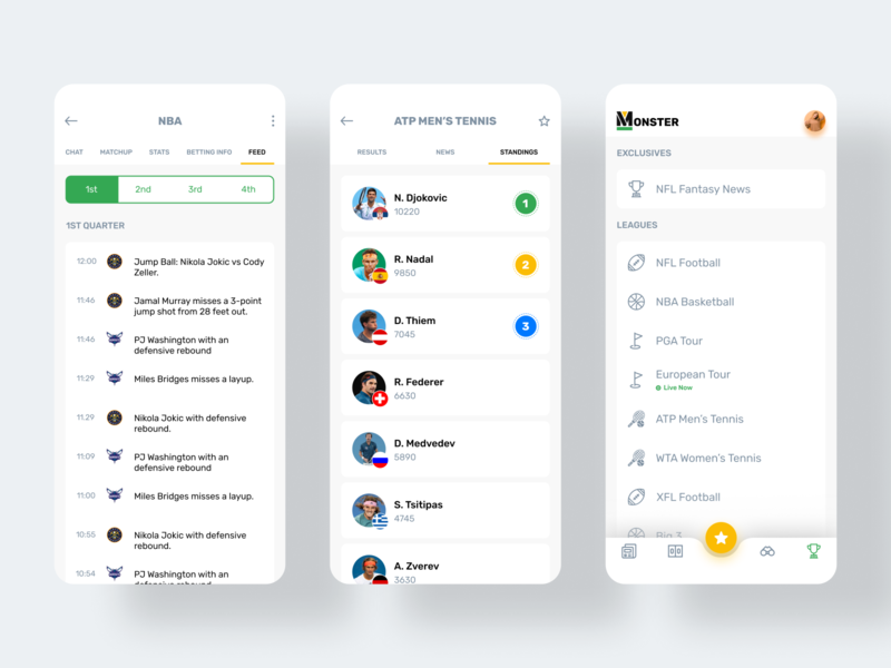 Sports App sports app sports score news events app design cards app design app