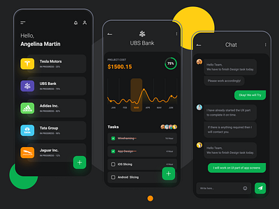 Projects Management App app app design chat design messaging project managment statistics tasks