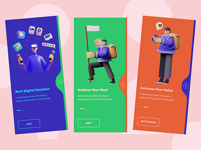 Onboarding Screen Animation 3d animation app design illustration mobile onboarding onboarding screen onboarding screen animation tutorial ui