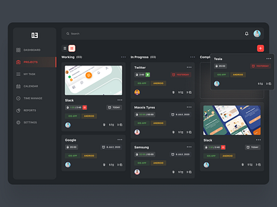 Task Management Dashboard activity calendar cards dashboard design project project management task task list task management task manager tasks time tracking ui uidesign web