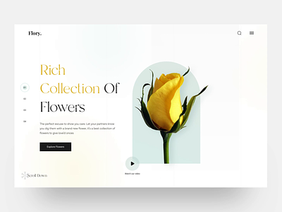 Flory - Flower Website minimal floral transition websiteanimation concept typography uiux ux hero landing landingpage flower webdesign animation web website design ui