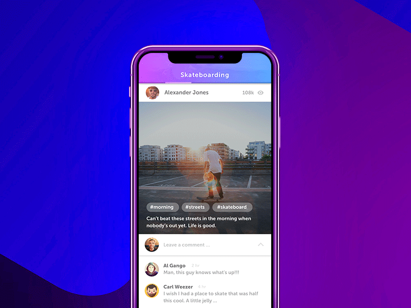 Comment Loader app chat comments events ios iphone x message skatebord
