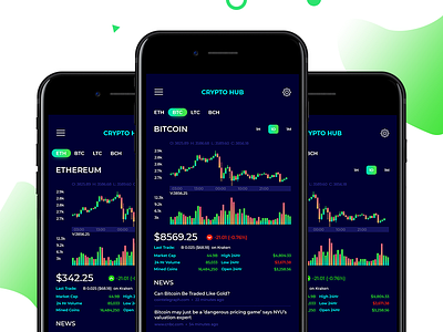 Crypto Hub android app bitcoin crypto currency ethereum ios market trading ui ux wallet