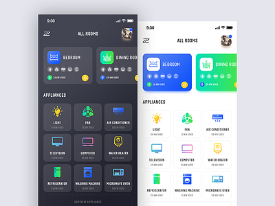 Smart Home App app automation control dark dashboard electrical home ios iphonex rooms smart ui