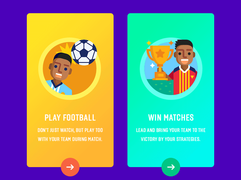 Football app onboarding