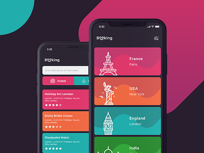 Booking App app booking colorful flight hotel iphonex search