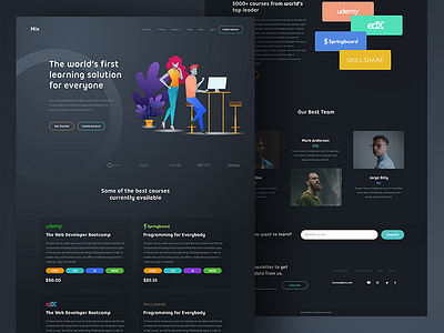 Mix landing page courses education gradient hero image home illustration landing learning mix page