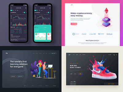 2018 branding crypto gradient icons identity illustration ios landing nike shoes ui ux website