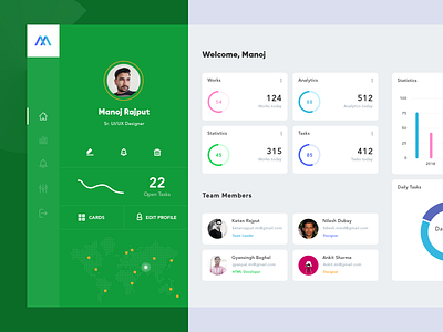 Team Management dashboard design graph management members statistics tasks team ui ux website