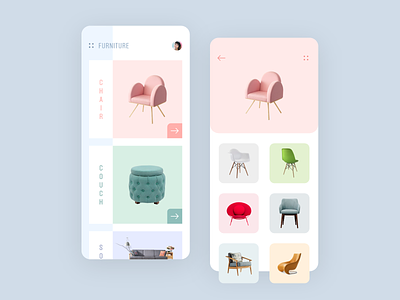 Furniture App animation app chair design ecommerce ecommerce app furniture interactions ios iphonex motion shopping sofa ui ux