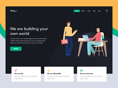 Landing Page Exploration app dark design illustration landing landing page uiux web website