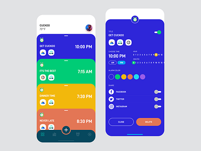 Cuckoo Alarm alarm app app cards clock colorful music profile time trending