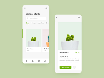 Plants Mobile App app app design clean clean design design ecommerce green plants ui web