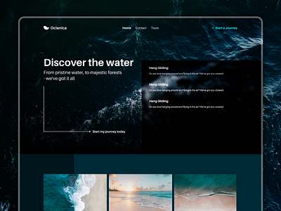 Homepage layout for a fictional brand.