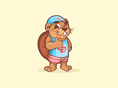 Beaver Summer Party animal beaver character cup cute illustration mascot pool sport summer swimming vector