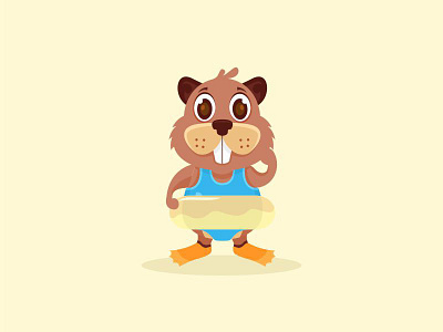Beaver Summer animal beaver character cup cute illustration mascot pool sport summer swimming vector