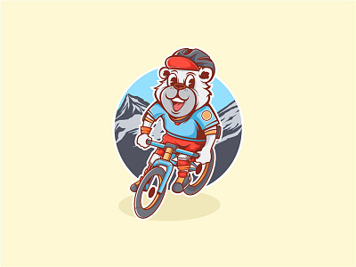 Papino Polar Bear Bikey animal bear bike biker cute illutration mascot mountain snow sport vector